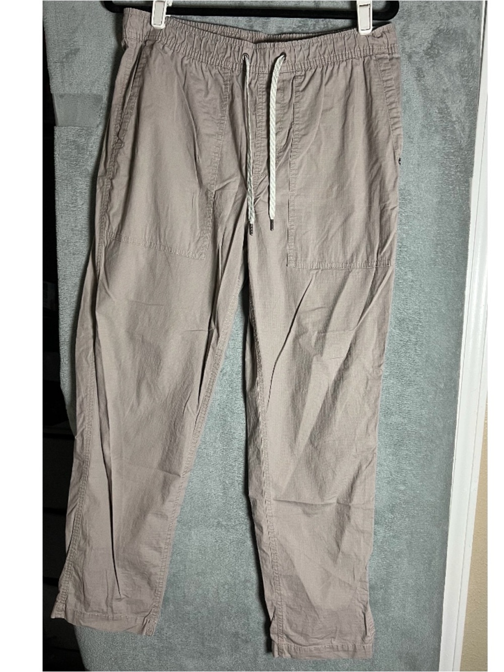 Vuori Pants Mens Medium Beige Ripstop Elastic Waist Drawstring Lightweight Large